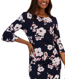 Connected Women's Floral-Print Flared-Sleeve Sheath Dress 8 Connected Women's Floral-Print Flared-Sleeve Sheath Dress -Anne Klein Sales Store 23220735 fpx