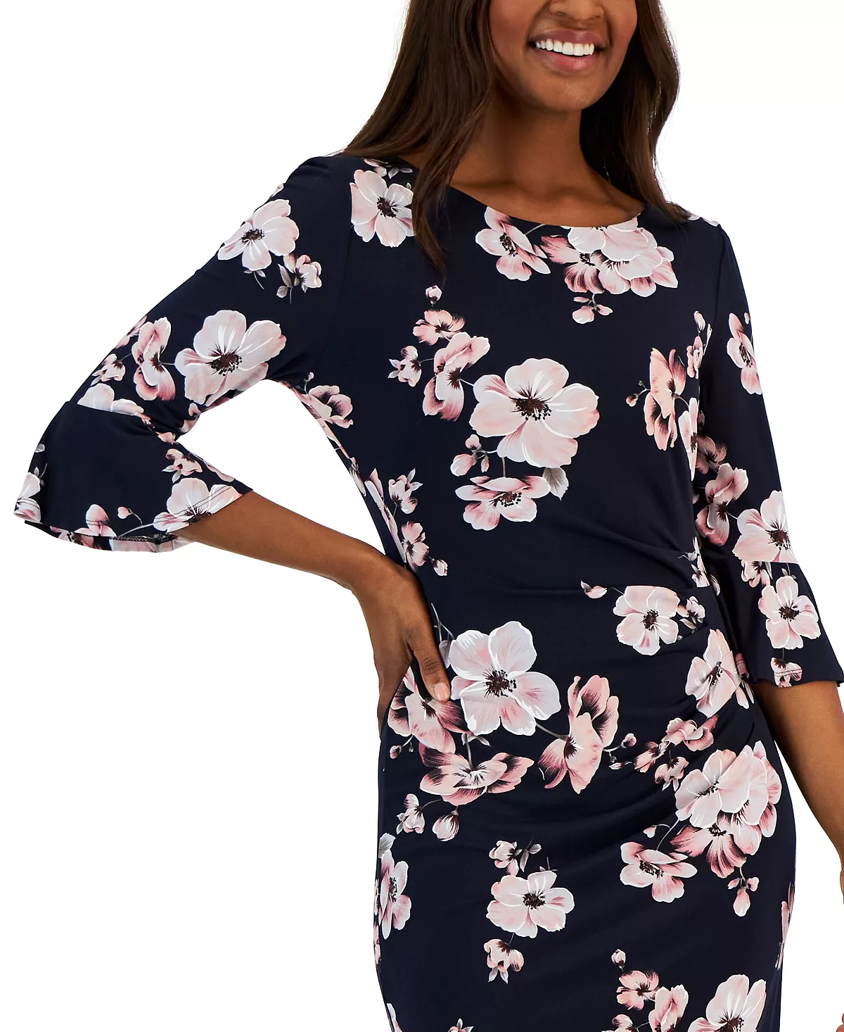 Connected Women's Floral-Print Flared-Sleeve Sheath Dress 4 Connected Women's Floral-Print Flared-Sleeve Sheath Dress - Image 4