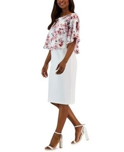 Connected Women's Swiss-Dot Cape Sheath Dress -Anne Klein Sales Store 23220739 fpx