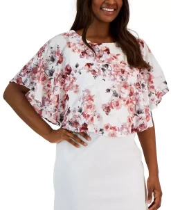 Connected Women's Swiss-Dot Cape Sheath Dress -Anne Klein Sales Store 23220740 fpx