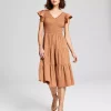 And Now This Women's Smocked Flutter-Sleeve Midi Dress