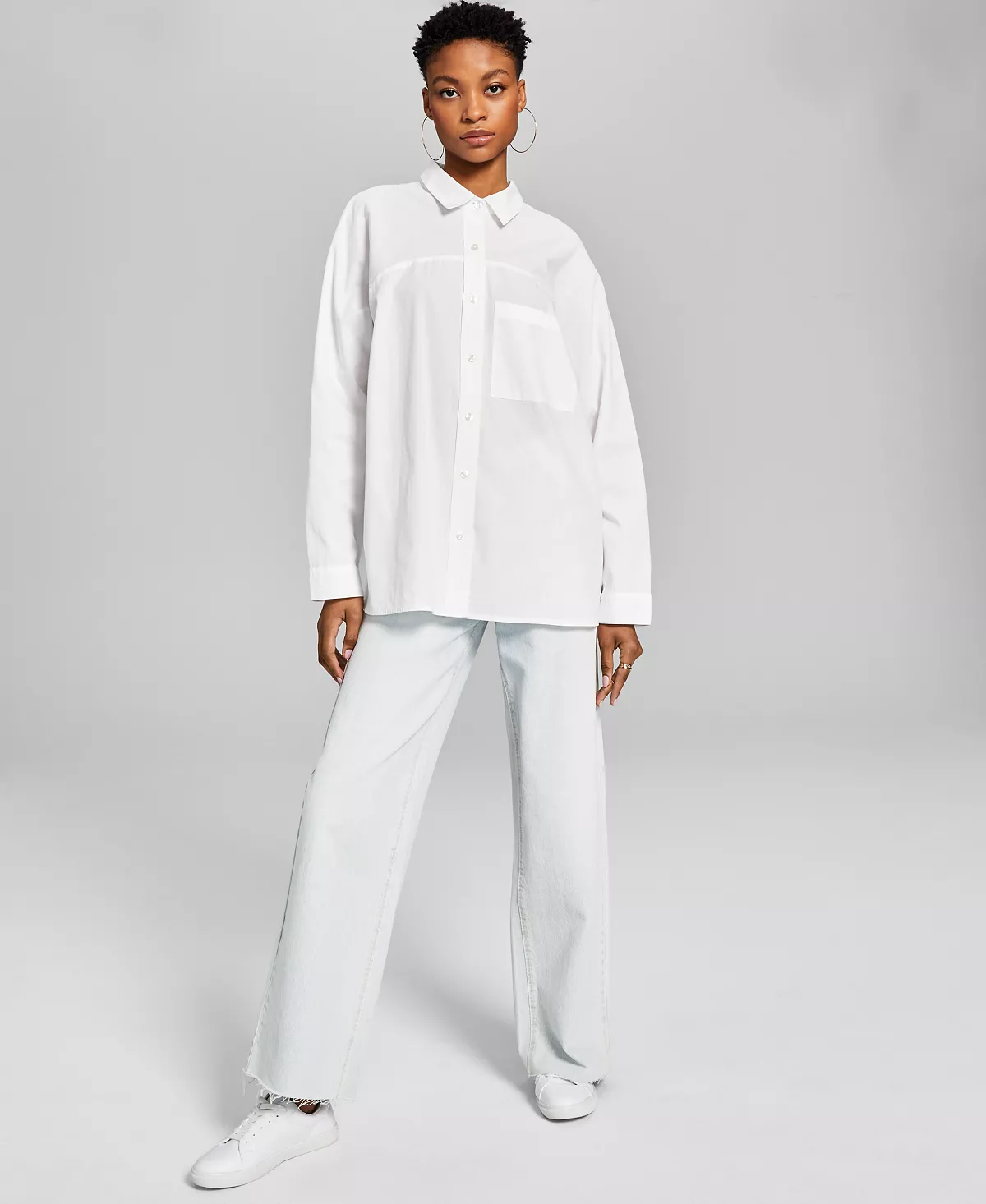 And Now This Women's Cotton Poplin Button-Up Shirt 4 And Now This Women's Cotton Poplin Button-Up Shirt - Image 4