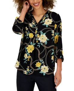 JM Collection Women's Gardenia-Print Utility Top, Created For Macy's -Anne Klein Sales Store 23248452 fpx