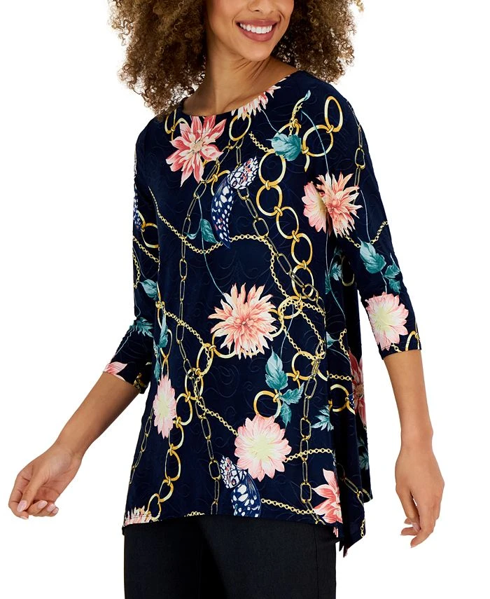 JM Collection Women's Boat-Neck 3/4-Sleeve Top, Created For Macy's 1 JM Collection Women's Boat-Neck 3/4-Sleeve Top, Created For Macy's