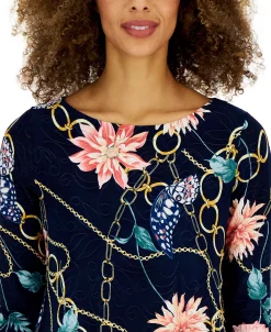 JM Collection Women's Boat-Neck 3/4-Sleeve Top, Created For Macy's 6 JM Collection Women's Boat-Neck 3/4-Sleeve Top, Created For Macy's -Anne Klein Sales Store 23261554 fpx