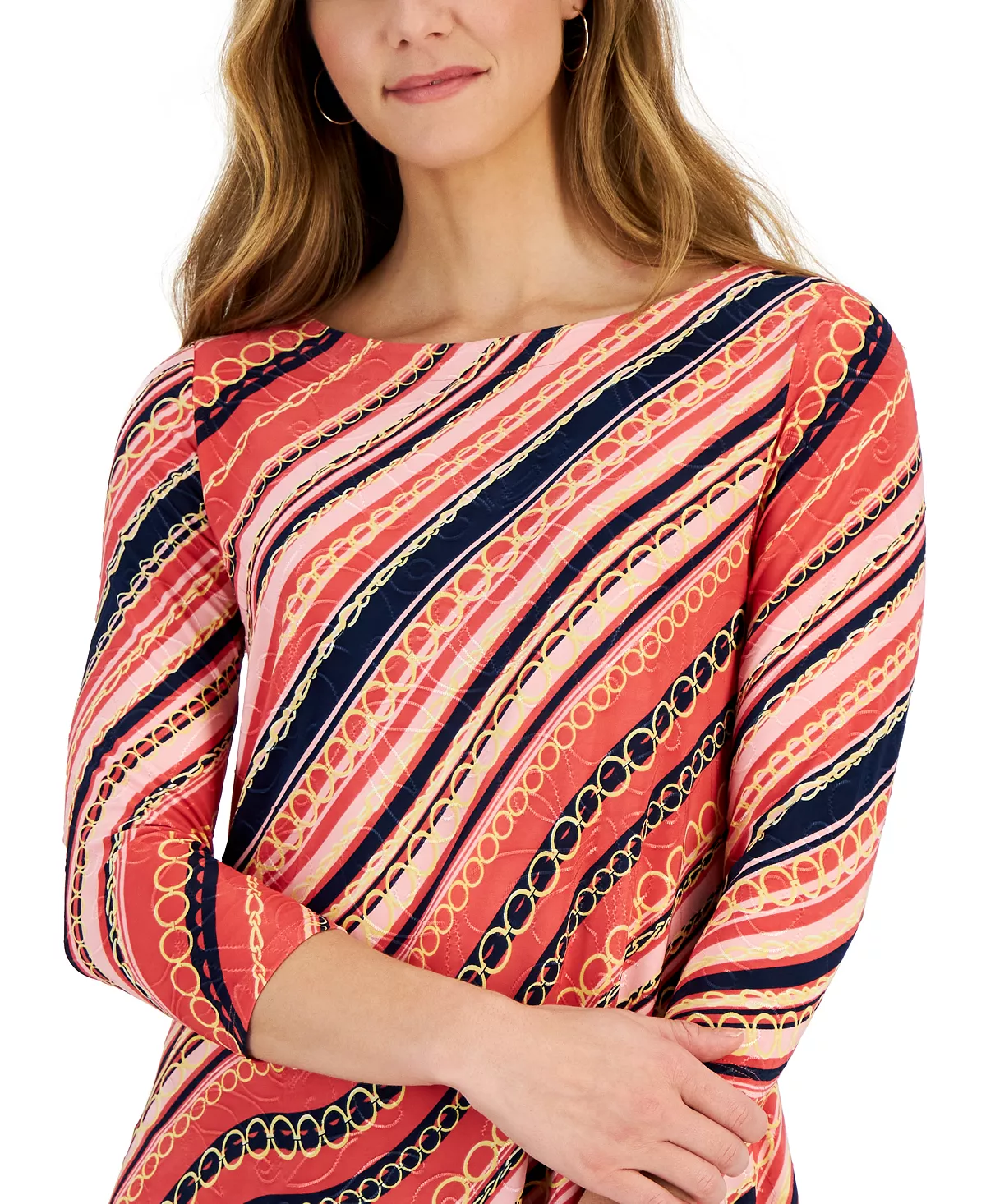 JM Collection Women's Diagonal Chain-Print Top, Created For Macy's 3 JM Collection Women's Diagonal Chain-Print Top, Created For Macy's - Image 3