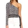 Michael Kors Women's Zebra-Print One-Sleeve Tie Top