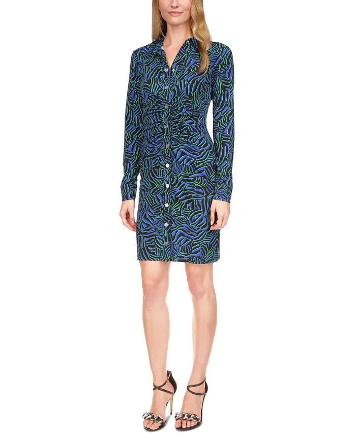 Michael Kors Women's Zebra-Print Ruched Mini Dress 1 Michael Kors Women's Zebra-Print Ruched Mini Dress