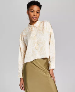 And Now This Women's Drop-Shoulder Button Down Satin Blouse -Anne Klein Sales Store 23272172 fpx