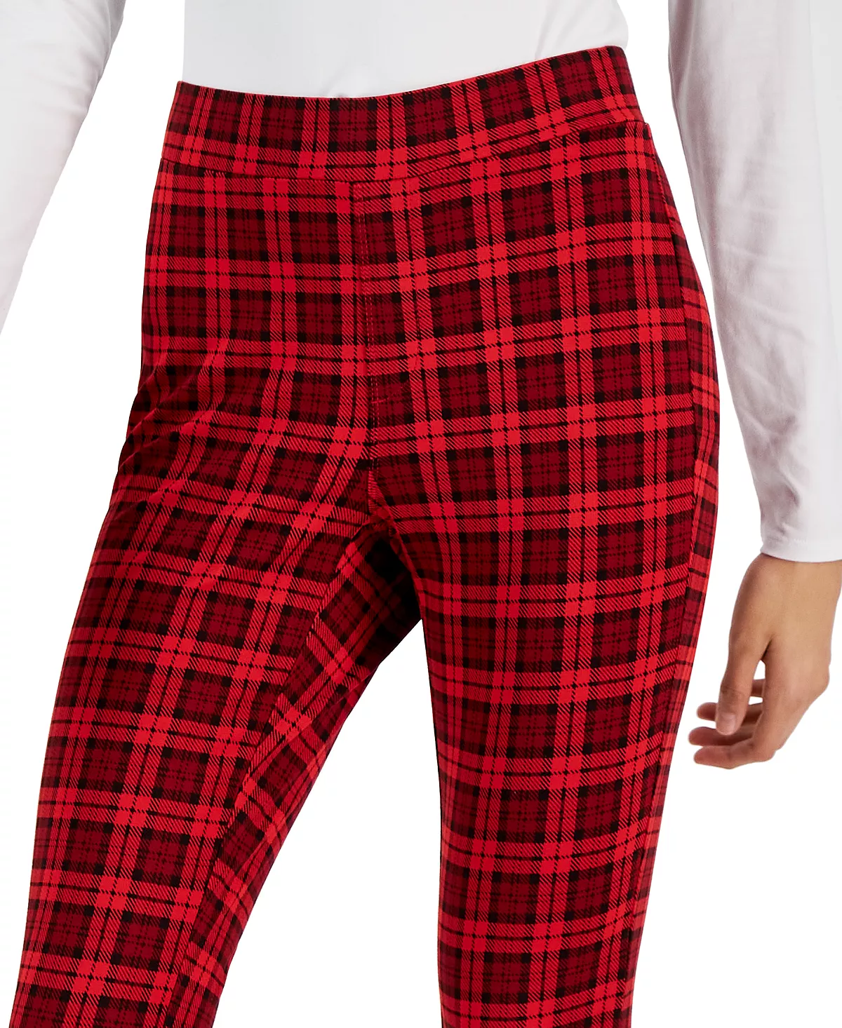 Style & Co Women's Plaid Ponté-Knit Pull-On Pants, Created For Macy's 4 Style & Co Women's Plaid Ponté-Knit Pull-On Pants, Created For Macy's - Image 4