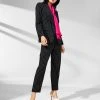Anne Klein Women's Pinstripe Notched-Collar Blazer, Tie-Neck Blouse & Pinstripe Pants