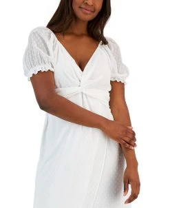 Kasper Women's Twist-Front Puff-Sleeve A-Line Dress -Anne Klein Sales Store 23275420 fpx