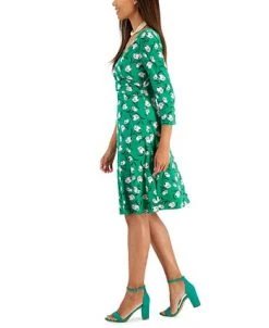 Kasper Women's Maura Printed Surplice-Neck Dress -Anne Klein Sales Store 23289579 fpx