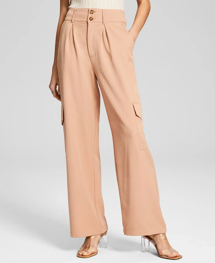 And Now This Women's High-Rise Wide-Leg Cargo Pants 1 And Now This Women's High-Rise Wide-Leg Cargo Pants