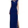Connected Women's Lace Cutout Cap-Sleeve Gown