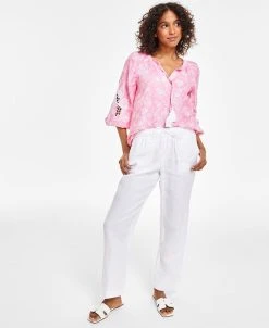Charter Club Women's Linen Drawstring Pants, Created For Macy's