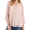 Style & Co Women's 3/4-Sleeve Embroidered Lace Top, Created For Macy's