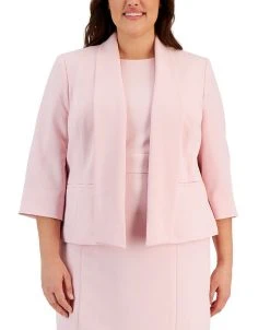 Kasper Plus Size Stretch Crepe Open-Front Jacket