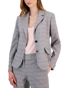 Kasper Women's Plaid Two-Button Notch-Collar Jacket -Anne Klein Sales Store 23314628 fpx