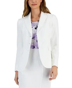 Kasper Women's Button-Front Peak-Lapel Long-Sleeve Jacket