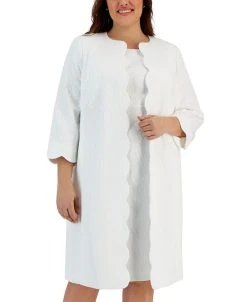 Kasper Plus Size Scallop-Trimmed Topper Jacket