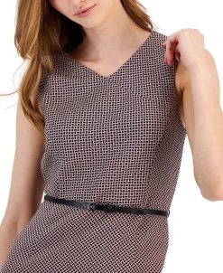 Kasper Women's Link-Print V-Neck Sheath Dress -Anne Klein Sales Store 23315289 fpx
