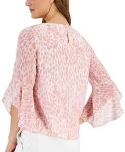 Kasper Women's Animal-Print 3/4-Bell Sleeve Blouse -Anne Klein Sales Store 23315462 fpx