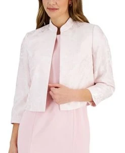 Kasper Women's Floral Jacquard Open-Front 3/4-Sleeve Jacket -Anne Klein Sales Store 23315479 fpx