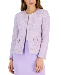 Kasper Women's Collarless Tweed Cardigan Open-Front Jacket -Anne Klein Sales Store 23315516 fpx