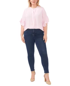 Vince Camuto Plus Size Ruffle Sleeve Henley Blouse -Anne Klein Sales Store 23325960 fpx
