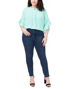 Vince Camuto Plus Size Ruffle Sleeve Henley Blouse -Anne Klein Sales Store 23326561 fpx