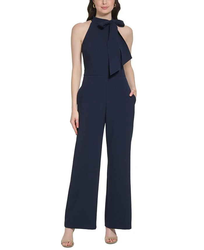Vince Camuto Women's Signature Stretch Crepe Bow-Neck Halter Jumpsuit 1 Vince Camuto Women's Signature Stretch Crepe Bow-Neck Halter Jumpsuit