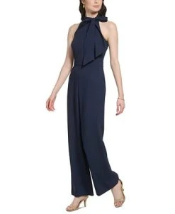 Vince Camuto Women's Signature Stretch Crepe Bow-Neck Halter Jumpsuit 8 Vince Camuto Women's Signature Stretch Crepe Bow-Neck Halter Jumpsuit -Anne Klein Sales Store 23326971 fpx