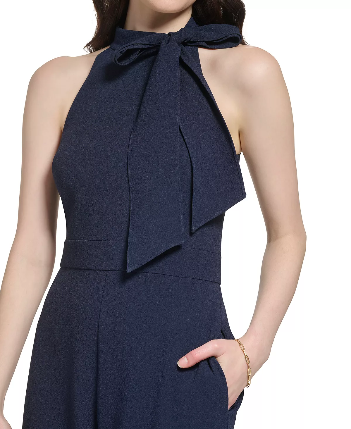 Vince Camuto Women's Signature Stretch Crepe Bow-Neck Halter Jumpsuit 4 Vince Camuto Women's Signature Stretch Crepe Bow-Neck Halter Jumpsuit - Image 4