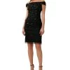 Adrianna Papell Off-The-Shoulder Embellished Sheath Dress