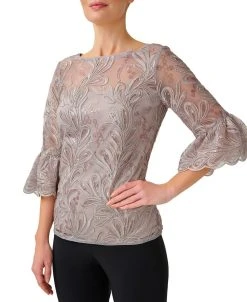 Adrianna Papell SOUTACHE EMBROIDERY TOP