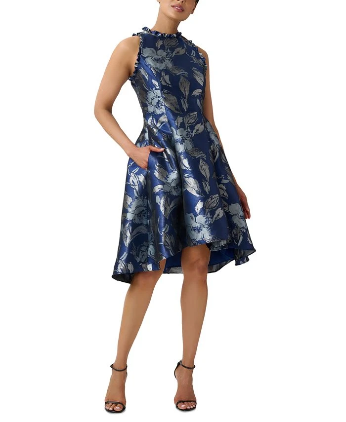 Adrianna Papell Women's Jacquard High-Low Halter Dress 1 Adrianna Papell Women's Jacquard High-Low Halter Dress