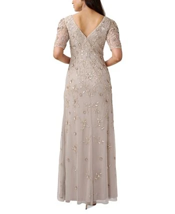 Adrianna Papell Women's Beaded Puff-Sleeve Surplice Gown 2 Adrianna Papell Women's Beaded Puff-Sleeve Surplice Gown - Image 2