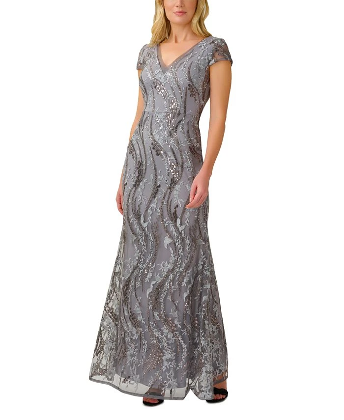 Adrianna Papell Women's Sequined Embroidered Gown 1 Adrianna Papell Women's Sequined Embroidered Gown