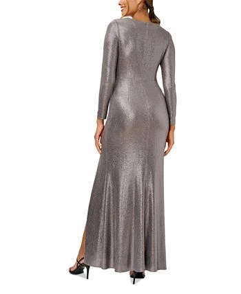 Adrianna Papell Women's Metallic Jersey Ruched Gown 2 Adrianna Papell Women's Metallic Jersey Ruched Gown - Image 2