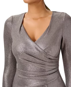 Adrianna Papell Women's Metallic Jersey Ruched Gown 6 Adrianna Papell Women's Metallic Jersey Ruched Gown -Anne Klein Sales Store 23335065 fpx