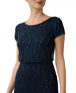 Adrianna Papell Women's Short Sleeve Embellished Overlay Gown -Anne Klein Sales Store 23335202 fpx