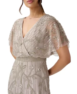 Adrianna Papell Women's Beaded Flutter-Sleeve Sheath Dress -Anne Klein Sales Store 23335416 fpx