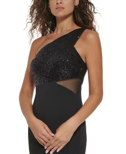 Vince Camuto Women's One-Shoulder Sequin Slit-Front Gown 6 Vince Camuto Women's One-Shoulder Sequin Slit-Front Gown -Anne Klein Sales Store 23337261 fpx