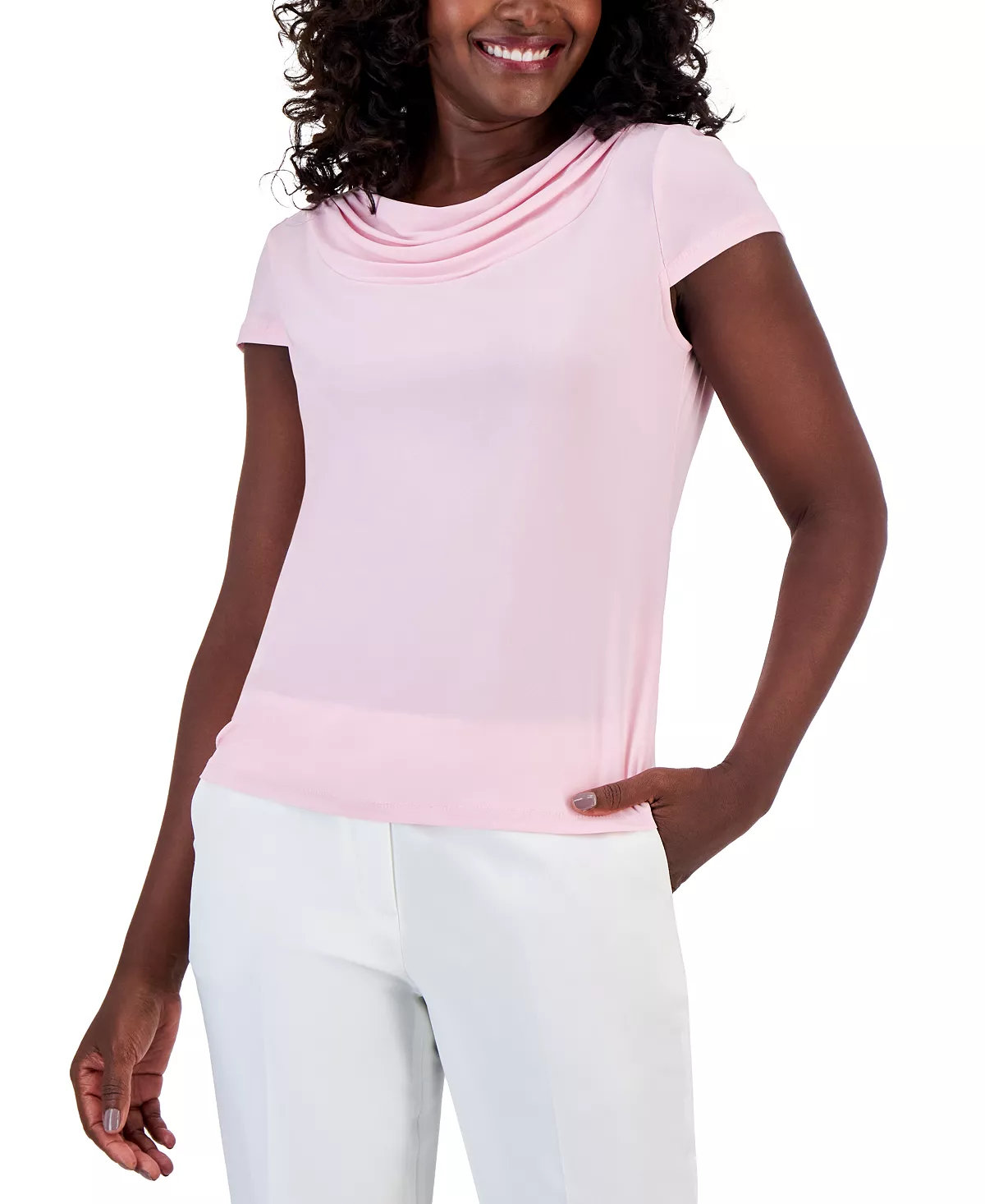 Kasper Women's Cowl-Neck Short-Sleeve Top 10 Kasper Women's Cowl-Neck Short-Sleeve Top - Image 10