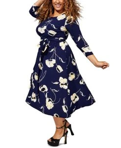 Kasper Plus Size Fit & Flare Boat-Neck Dress -Anne Klein Sales Store 23338348 fpx