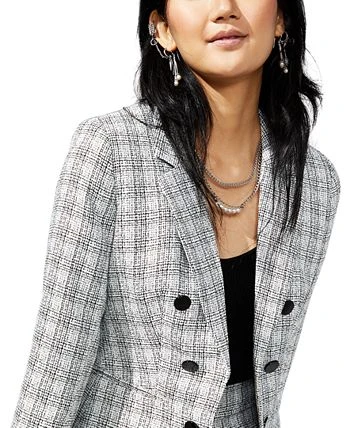 Bar III Women's Tweed Faux Double-Breasted Blazer, Created For Macy's 5 Bar III Women's Tweed Faux Double-Breasted Blazer, Created For Macy's - Image 5