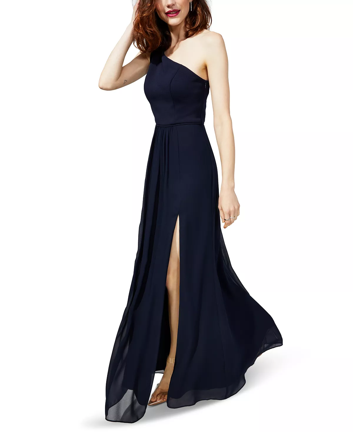 Adrianna Papell One-Shoulder Chiffon Gown 3 Adrianna Papell One-Shoulder Chiffon Gown - Image 3