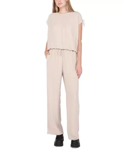 Black Tape Women's Drawstring-Shoulder Elastic Hem Crewneck Top -Anne Klein Sales Store 23351195 fpx