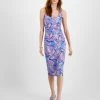 Bar III Women's Printed Ruched Pullover Midi Sheath Dress, Created For Macy's